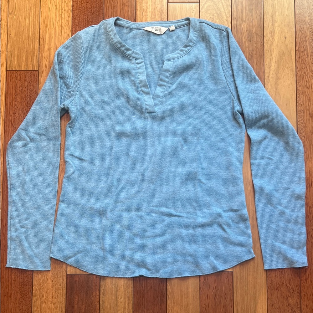 Candace Cameron Bure Light Blue Long Sleeve Knit Top